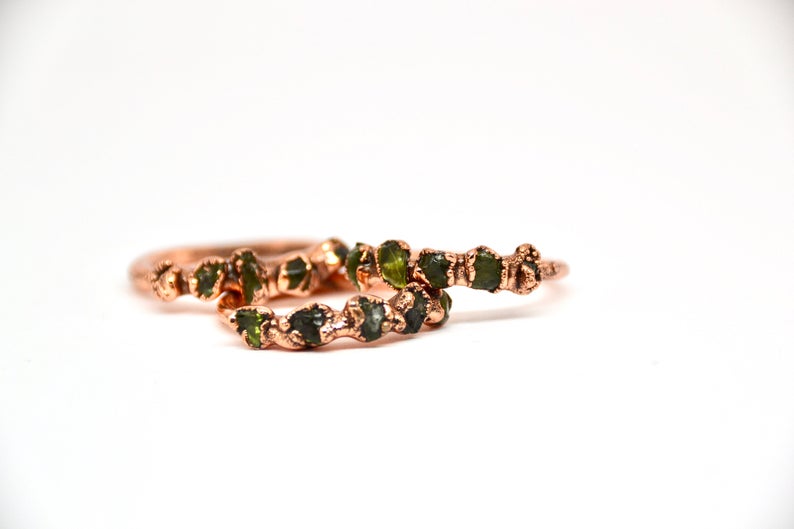 Muli-Stone Raw Peridot Ring || August Birthstone