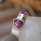 Watermelon Tourmaline two stone Ring || Statement Ring || Pink Tourmaline Ring || Green Tourmaline Rose Cut