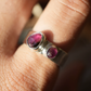 Watermelon Tourmaline two stone Ring || Statement Ring || Pink Tourmaline Ring || Green Tourmaline Rose Cut