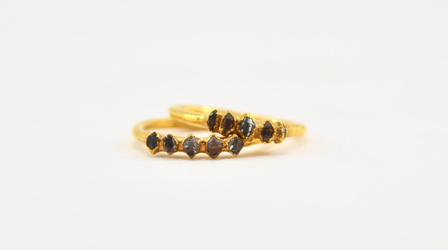 Gold Multi-Herkimer Diamond Ring || April Birthstone