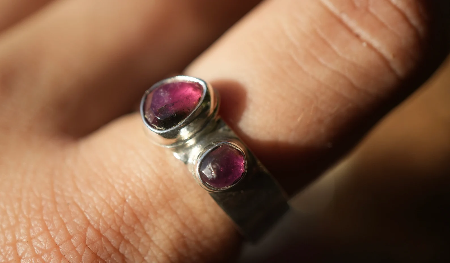 Watermelon Tourmaline two stone Ring || Statement Ring || Pink Tourmaline Ring || Green Tourmaline Rose Cut