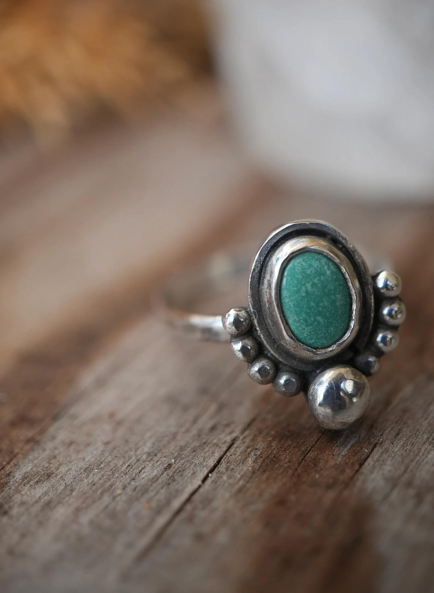 Turquoise Boho Style Sterling Silver Ring || Minimalist Turquoise Ring || Handmade Turquoise Ring