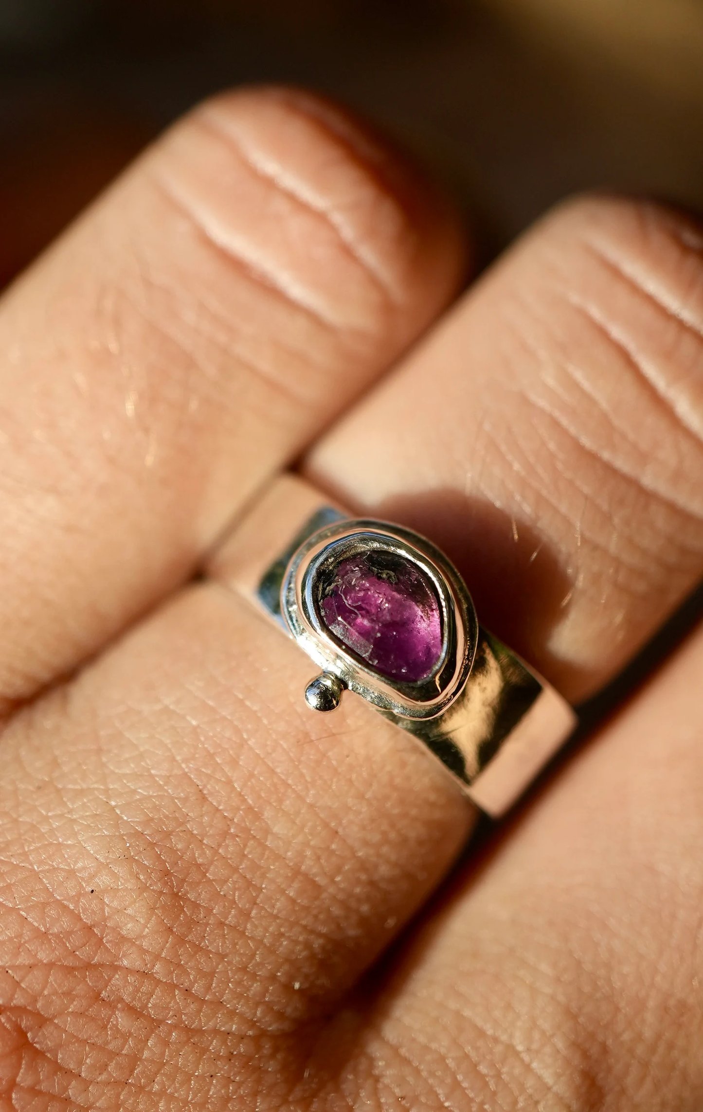 925 Silver Watermelon Tourmaline Statement Ring || Boho Pink Tourmaline Ring ||  Rose Cut watermelon Tourmaline