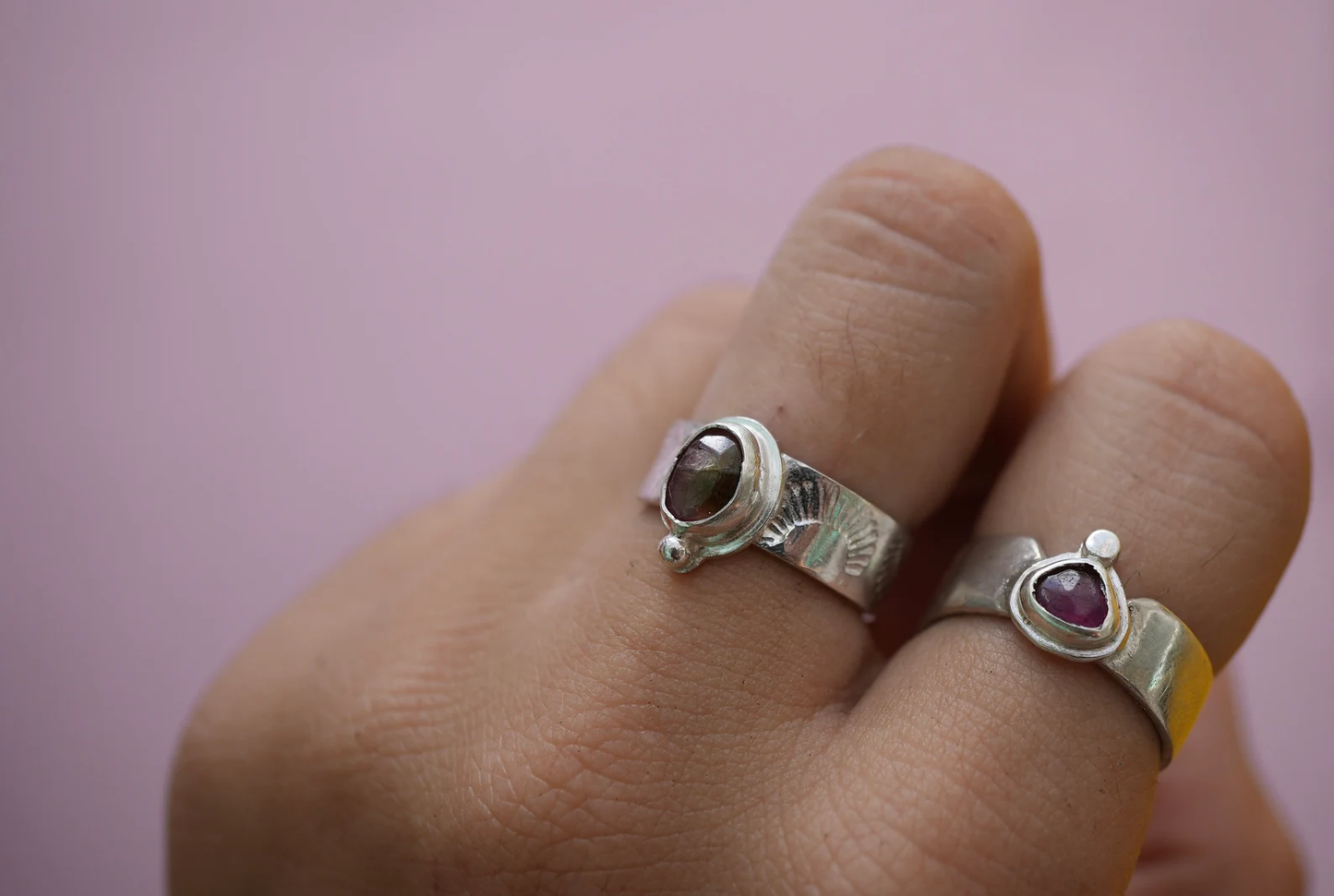 Solar Rose Cut Watermelon Tourmaline Ring