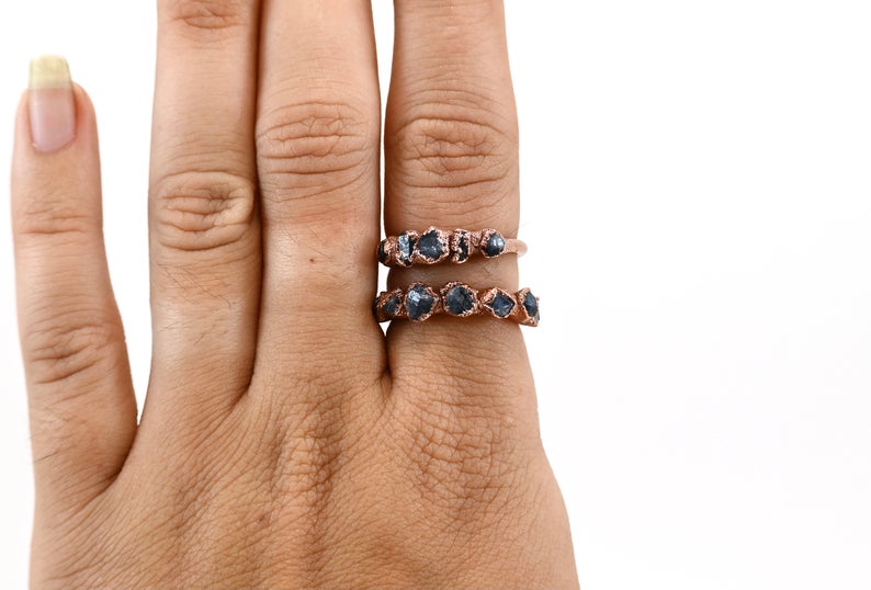 Multi-Stone Raw Sapphire Ring || September Birthstone