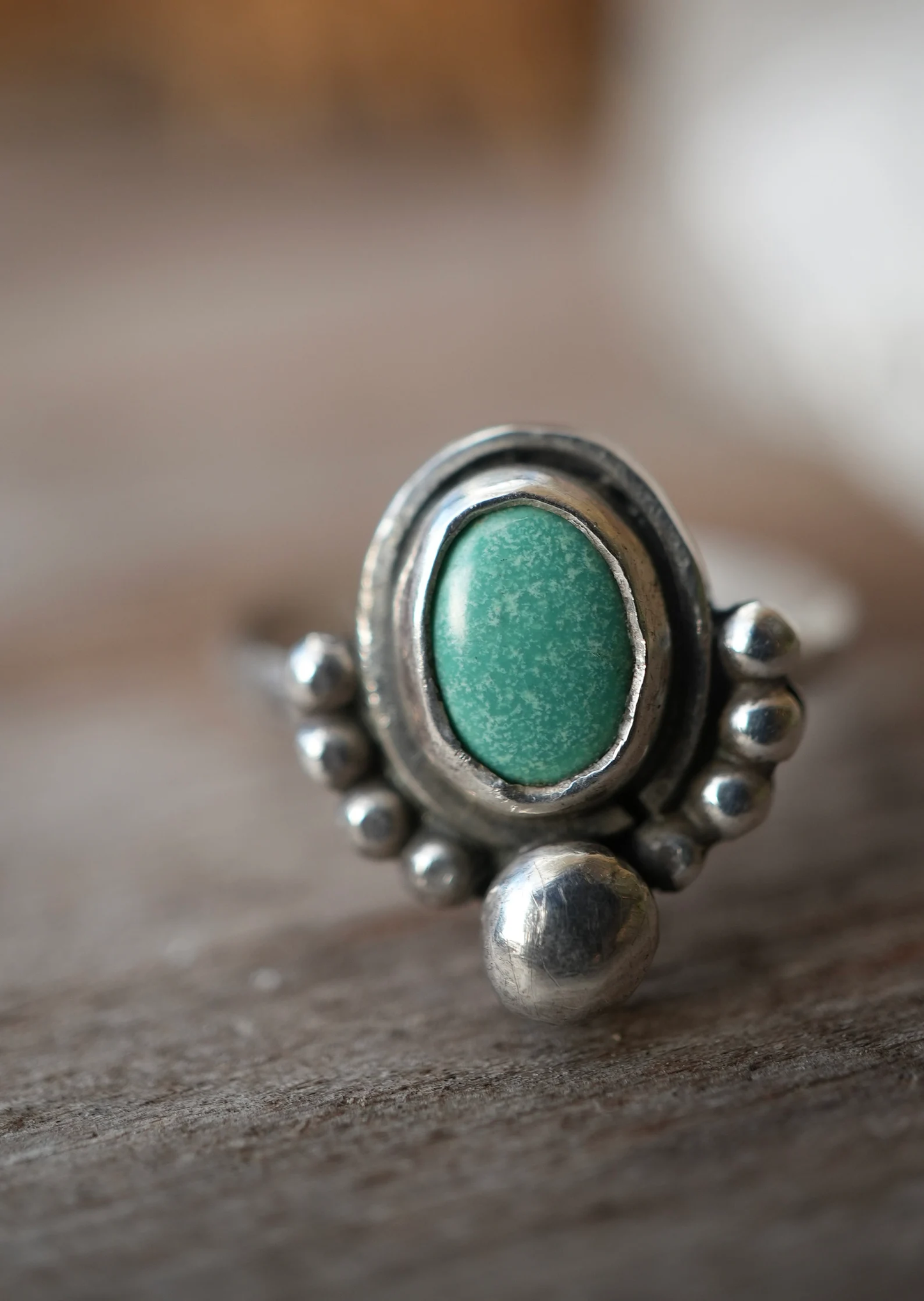 Turquoise Boho Style Sterling Silver Ring || Minimalist Turquoise Ring || Handmade Turquoise Ring