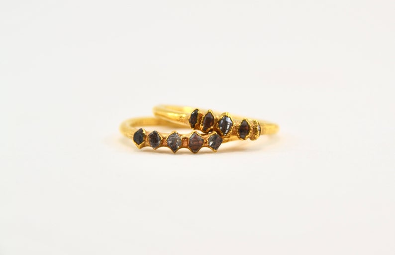 Gold Multi-Herkimer Diamond Ring || April Birthstone