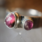 Watermelon Tourmaline two stone Ring || Statement Ring || Pink Tourmaline Ring || Green Tourmaline Rose Cut