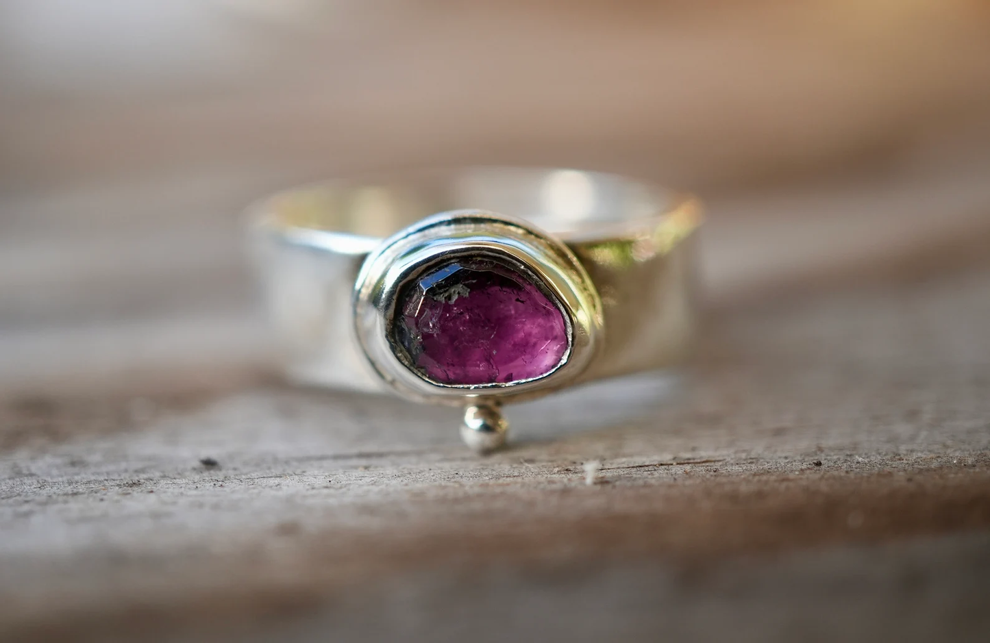 925 Silver Watermelon Tourmaline Statement Ring || Boho Pink Tourmaline Ring ||  Rose Cut watermelon Tourmaline
