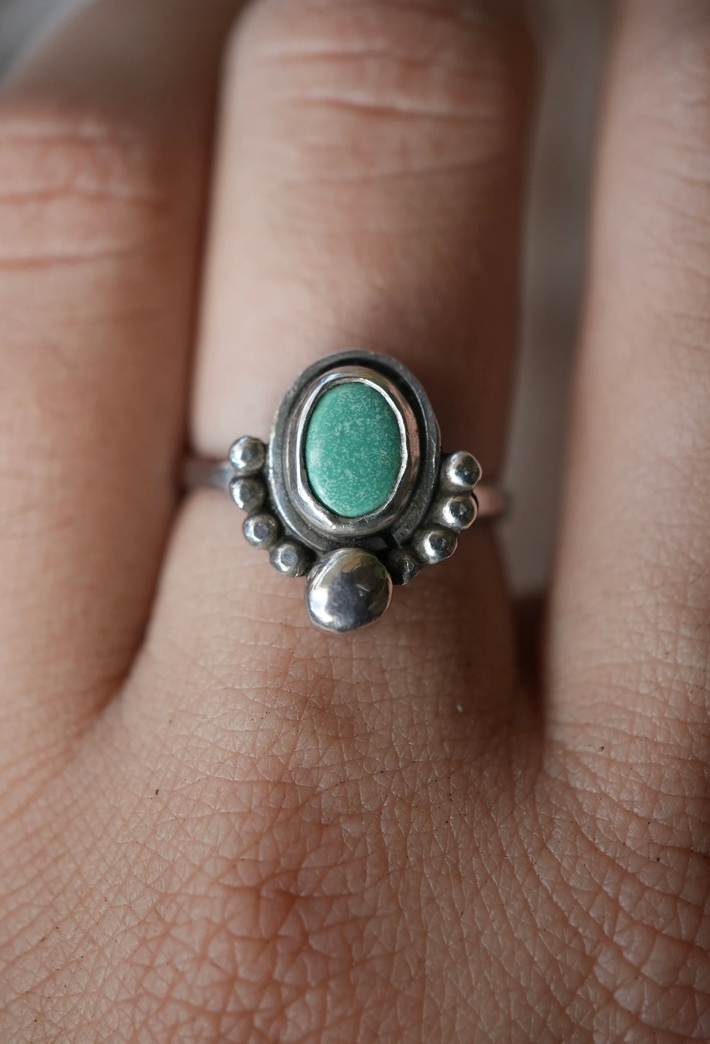 Turquoise Boho Style Sterling Silver Ring || Minimalist Turquoise Ring || Handmade Turquoise Ring