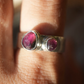 Watermelon Tourmaline two stone Ring || Statement Ring || Pink Tourmaline Ring || Green Tourmaline Rose Cut