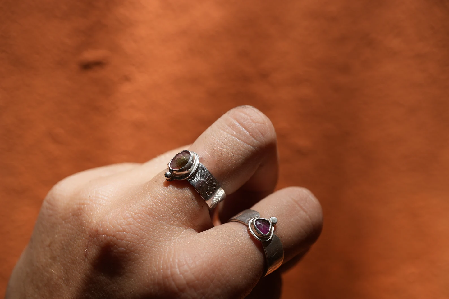 Solar Rose Cut Watermelon Tourmaline Ring