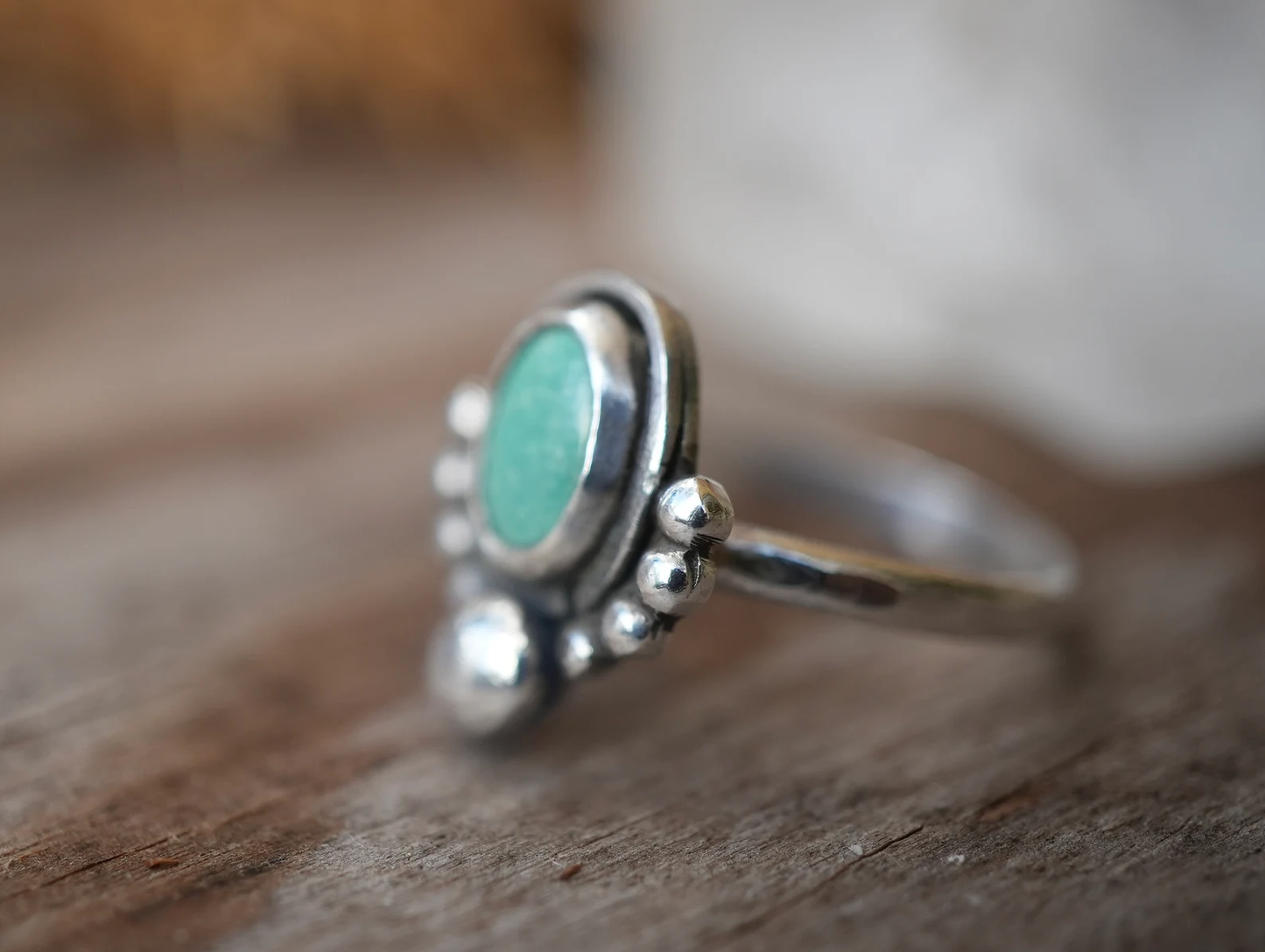 Turquoise Boho Style Sterling Silver Ring || Minimalist Turquoise Ring || Handmade Turquoise Ring