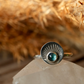 Blue Topaz Sunburst Silver Ring