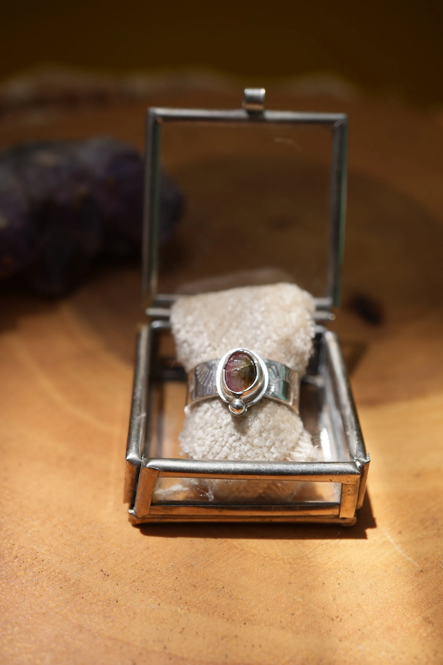 Solar Rose Cut Watermelon Tourmaline Ring