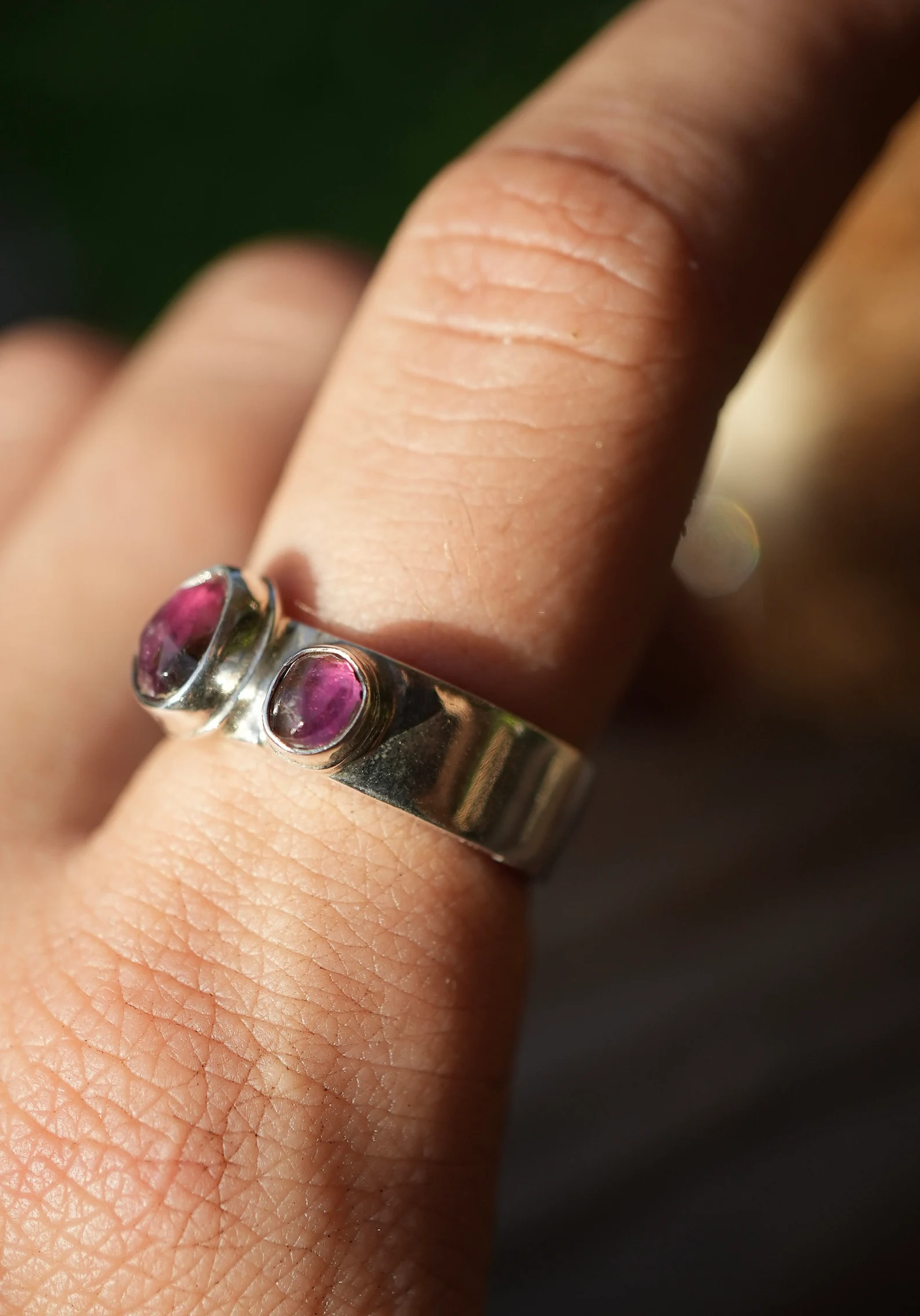 Watermelon Tourmaline two stone Ring || Statement Ring || Pink Tourmaline Ring || Green Tourmaline Rose Cut