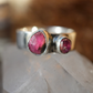 Watermelon Tourmaline two stone Ring || Statement Ring || Pink Tourmaline Ring || Green Tourmaline Rose Cut